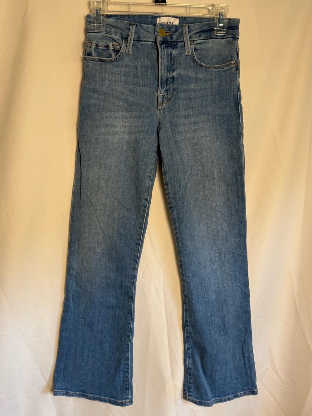 FRAME Le Crop Mini Boot Jeans Sz 26 Light Wash Cropped Bootcut Designer Denim